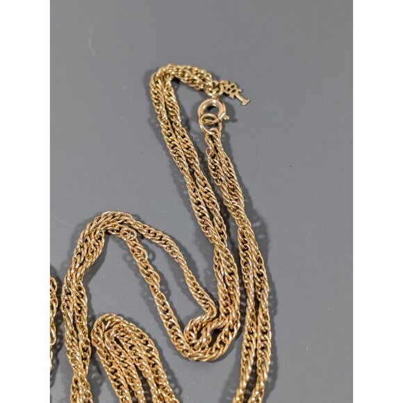 VTG Trifari Emperor Napoleon Green Enamel Round Pendant‎ Double Chain Necklace - Picture 5 of 7